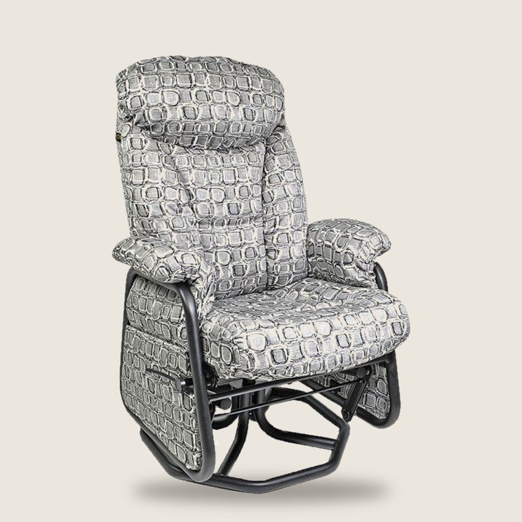 Fauteuil PEL modèle 113517, tissu à motif gris et blanc